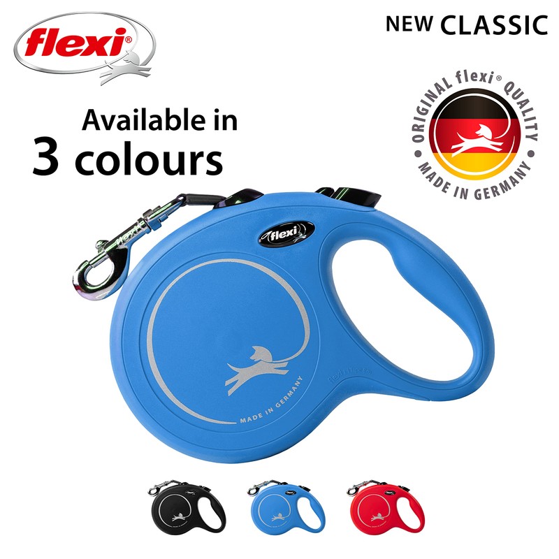 Flexi New Classic Tape Blue Large 8m Retractable Dog Leash/Lead