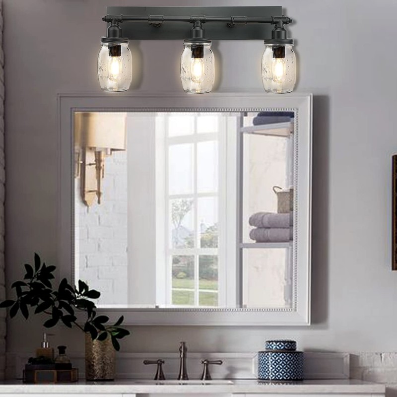 LMSOD Bathroom Wall Light Fixtures, Industrial Mason Jar Vanity Light,