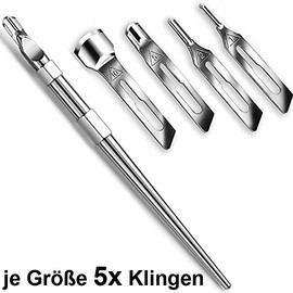 Scalpel Set, Holder and 20x Blades, Foot Care Gouge Blades, Mediblades Kosmetex, Gouge Scalpel