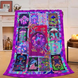 Colorful Mushroom Blanket Mushroom Fleece Throw Blanket Fuzzy Plush Super Soft Cozy Warm Mushroom Decor Bedding Blanket Gifts for Boys Girls Kids Adult Men Women 40"x50"