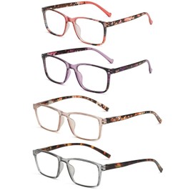 CVVTSPE 4 Pack Men's and Women's Reading Glasses Anti-Blue Light, Anti-UV/Anti-Glare Filtering Lightweight Glasses (4 Pack Mix Color, 1, multiplier_x)