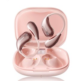 MINISO X33 AI Translation Wireless Earbuds Open Ear Earbuds Bluetooth IPX5 Waterproof 35Hrs Playtime On Ear Headphones Immersive Premium Sound Long Distance Connection Headset with Charging Case Pink