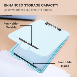 Flybold Blue Clipboard with Storage - Smooth, Sturdy and Durable Clipboard - Versatile Storage Clipboard Heavy Duty - Unique Design, Safe and Easy to Use - Spacious Compartment, 13.3x9.4 in