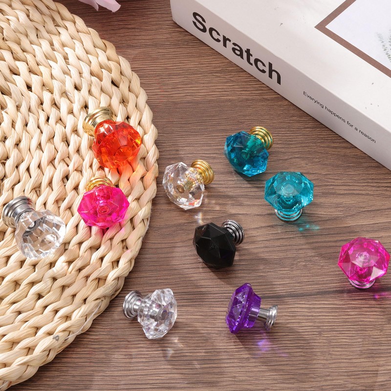 sourcing map 6 Pcs Crystal Knobs 25 mm Drawer Pulls