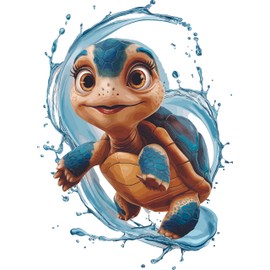 Cute Baby Turtle Animal Tortoise Blue Kids Room Bedroom Wall Decal Wall Décor Vinyl Sticker Size: 12 x 24