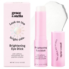 grace & stella Bálsamo iluminador para debajo de los ojos, esenciales de viaje, crema de ojos con cafeína para ojeras, hinchazón, arrugas, hidratante vegano en barra con niacinamida, ácido hialurónico
