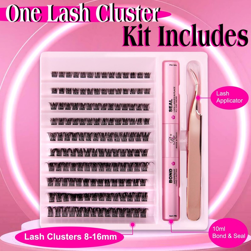 Riya DIY Lash Clusters 140Pcs with Eyelash Extenisons Kit, and
