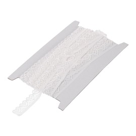 MECCANIXITY 0.7 Inch Wide 10 Yard Lace Ribbon Heart Pattern White Lace Trim Ribbon for Gift Wrapping Bouquets, Wedding Decor Sewing Making, and DIY Crafts