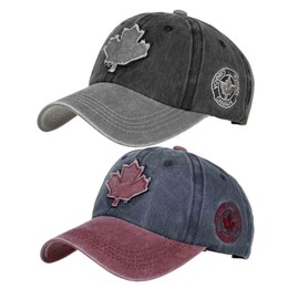 Canada Hat, Canadian Souvenirs, Adjustable Golf Baseball Caps for Men Women (One Size, Canada Hat 2pk-20)