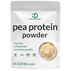 Unflavored Pea Protein Powder, 5lbs – Premium North American Grown Peas – Easily Digested Isolate Form – Great for Shakes, Bars, or Snacks – 27g Protein Serving, Soy Free, Vegan