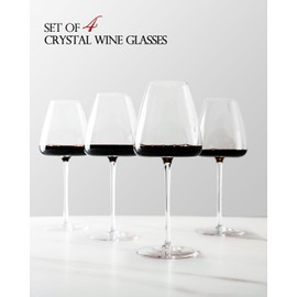 iridisenti Hand-Blown 18OZ Crystal Wine Glasses Set of 4, Lead-Free Crystal Glasses with Unique Bottom Design for Red, White Wine, 530ml
