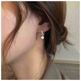 Aneneiceera Boho Crystal Pearl Drop Earrings Tiny Pearl Dangle Earrings CZ Pearl Earrings Spiral Crystal Stud Earrings Jewellery for Women and Girls