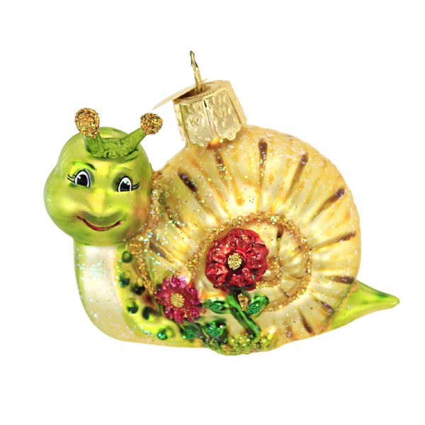 Old World Christmas Smiley Snail Glass Blown Ornament for Christmas