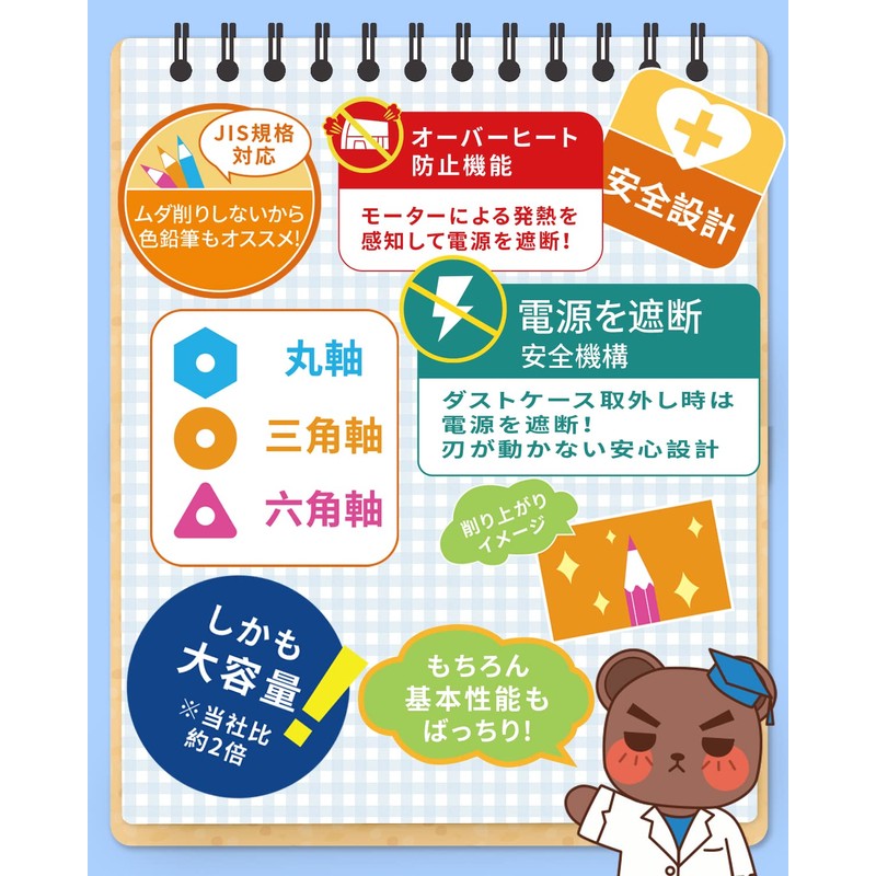ZMOL 鉛筆削り 電動 自動 ミニ 充電式 自動停止機能 削りすぎ防止 コンパクトな鉛筆削り器 色鉛筆(6-8mm)
