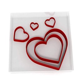 Custom Cutters Heart Shaped Cookie Cutter | Plastic Cutter for Baking, Fondant, Clay, Pastry, Icing, Jewellery (Set of 5)