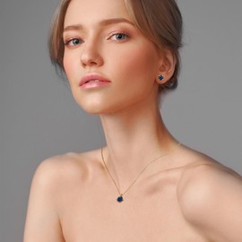 SugarTang Birthstone Necklaces for Women, Ideal Birthstone Jewelry for Mom(Sapphire, Yellow Gold)