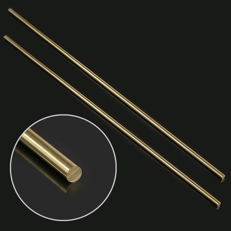 Glarks 2Pcs 5mm x 356mm Brass Straight Solid Round Rod