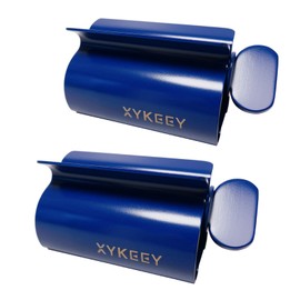 XYKEEY Toothpaste Tube Squeezer - Set of 2 Toothpaste Squeezer Rollers, Metal Toothpaste Tube Wringer Seat Holder Stand (Blue)