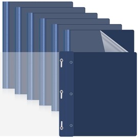 Teling 24 Pcs Clear Front Report Covers with 3 Prongs Presentation Folders Plastic Resume Portfolio Folder Report Folder Letter Size Presentation Binder for Paper Document School Office (Navy Blue)
