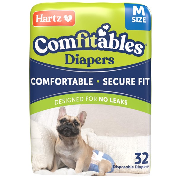 Hartz Disposable Dog Diapers, Size M 32 count, Comfortable &