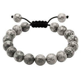 Amazing Gemstone Map Stone Bracelet for Women Men's Gifts - Protection Healing Crystal Bracelet - 8mm Gemstones Beaded Adjustable Bracelet Pulseras Para Hombres Mujer Stocking Stuffers