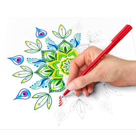 STAEDTLER 338-23 VE triplus broadliner (ergonomic triangular shape, dry safe, water-based ink, washable, line width 0.8 mm, cardboard case with 10 broadliners) burgundy-red