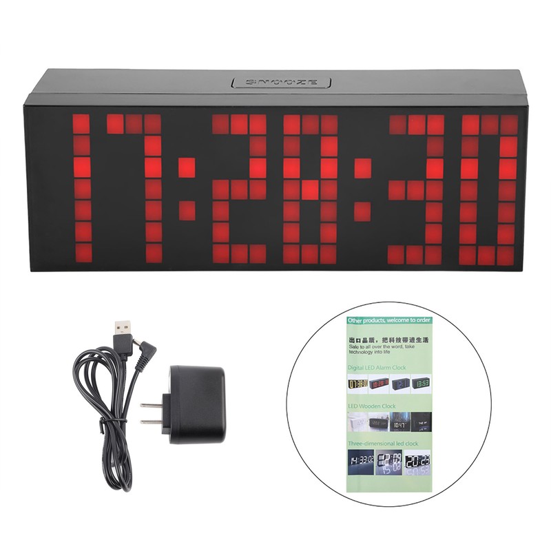 6 Digit Jumbo LED Digital Alarm Calendar Snooze Wall Desk