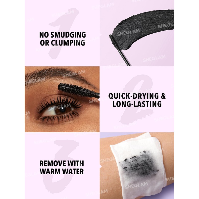SHEGLAM Big Time Eyes Volume Mascara, Unbreakable, Hot Water Off,