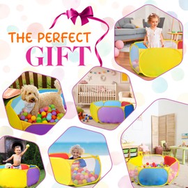 Eocolz Eocolz Kids Ball Pit Large Pop Up Childrens Ball Pits Tent for Toddlers Playhouse Baby Crawl Playpen with Basketball Hoop and Zipper Storage Bag, Balls Not Included (1M Blue Yellow Red Green)