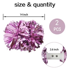 Hooshing 2PCS Metallic Pink Pom Poms Cheerleading Professional Cheerleader Pom Poms with Baton Handle for Cheer Squad Team Sports Spirited Performance Training