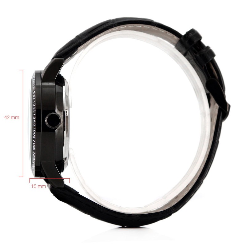 Alienwork IK Automatic Watch Men Women Black Leather Strap Skeleton