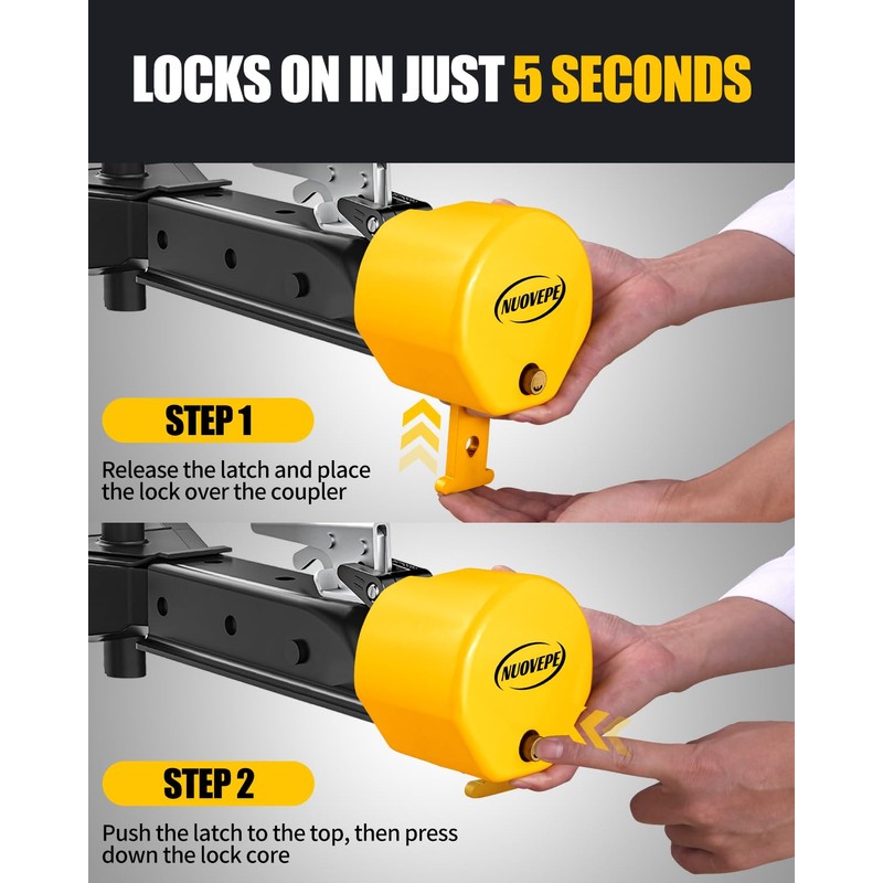 NUOVEPE Heavy Duty Anti Theft Trailer Lock, Universal Fit 1-7/8",