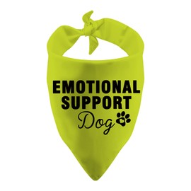 1 Piece Emotional Support Dog Bandana ESA Cat Bandana ESA Dog Bandana Service Dog Bandana Snap on Bandana Dog Gift (Emotional Support Dog Yellow)