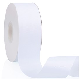 Cinta de grogrén de doble cara blanca de 2 x 50 yardas de color sólido para envolver regalos, bodas, fiestas, manualidades