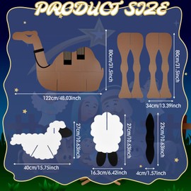 Epakh 4 Pcs Christmas Outdoor Nativity Scene Set 63 x 47.2 Inch 3D Camel Signs Lamb Birth of Jesus Animal Backdrop for Holy Family Christian Photo Props, Nativity, Christmas Plays and Pageants