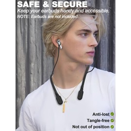 HALLJOY for Galaxy Buds 3 & Galaxy Buds 3 Pro Strap Neckband, Anti-Lost Earbuds Accessories, Support Volume Control, Ergonomic Design, Comfortable Fit, Black Band/Black Tip