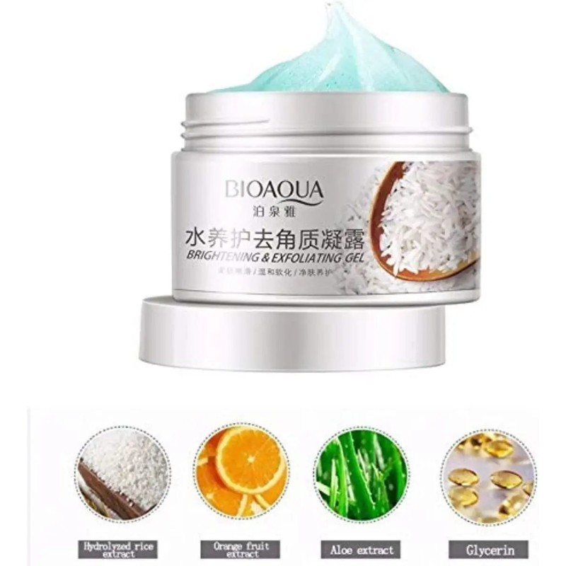 Bioaqua Exfoliante Facial de Arroz con Ácido Hialurónico, Ilumina y