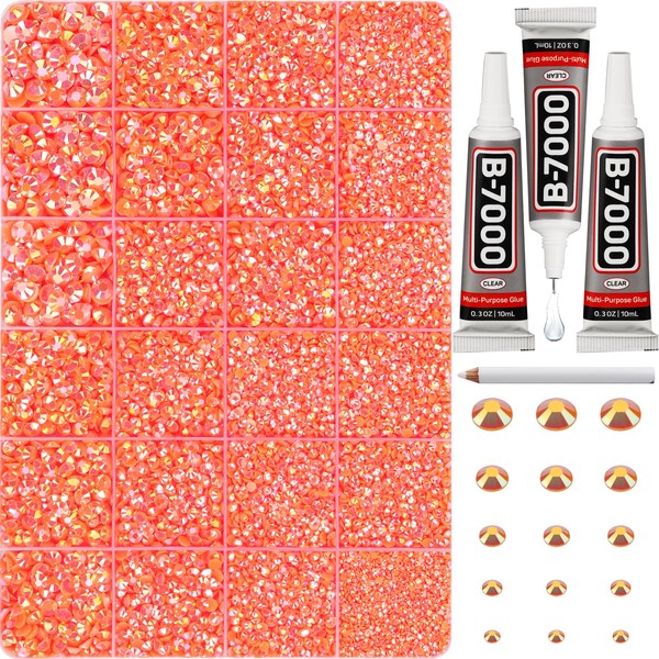 30000Pcs Resin Jelly Rhinestones Set for Crafting Bedazzling, Orange AB