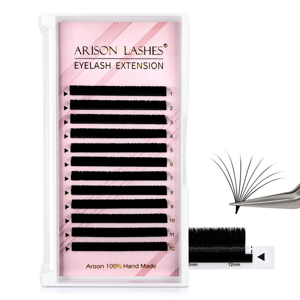 Arison Lashes Easy Fan Lashes 0.07 C Curl 9mm Eyelash