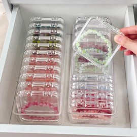 Acrylic jewelry box, crystal storage box, crystal bracelet transparent desktop storage box, portable jewelry box, a long box (9*3.5*2.4 inches) and 12 small boxes (3.4*3.4*0.6 inches).