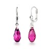 Schöner-SD Earrings 925 Silver with Small Briolett Drops Crystals, Silver