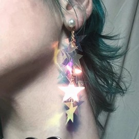 Laser Star Earrings for Teen Girls Star Tassel Dangle Earrings Sparking Star Earrings Summer Party Jewelry