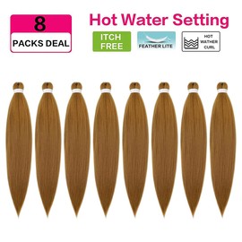Pre Stretched Braiding Hair 30 Inch 8 Packs Honey Blonde Braiding Hair Long Braids Hair Extensions Synthetic Braid Hair For Braiding Crochet Braids