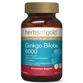 Herbs of Gold Ginkgo Biloba 6000 60vcaps Ginkgo (Ginkgo Biloba)
