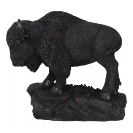 Large Southwestern Native American Bison Buffalo On Rock Rustic Statue 20" L