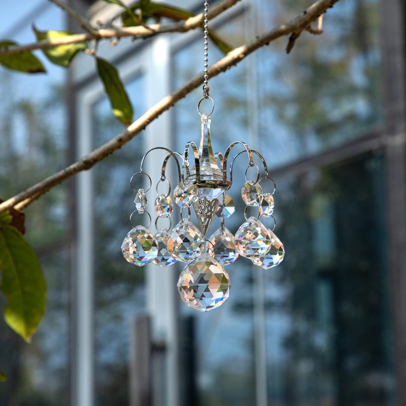 H&D HYALINE & DORA Crystal Wind Chime Shaped Rainbow Suncatcher,Hanging