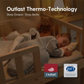 LITTLE SPUD Thermostatic Sleep Sack 12-18 Months, TOG 2.5 Infant Wearable Blanket for Winter, 100% Cotton Baby Sleeping Bags with Detachable Sleeves, Large Size, Blue