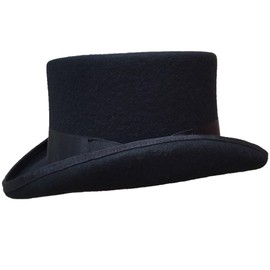 Black Wool Felt Low Top Hat 4 1/2" Crown … (L = 59cm (7 3/8))