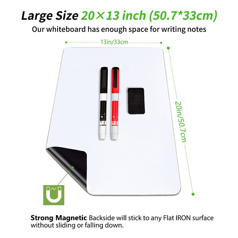 ANLIOTE Magnetic Dry Erase Board Fridge White Board Sheet 20x13