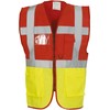 Yoko Men's Yk002/Hvw801 Multi-Functional Executive Hi-Vis Waistcoat - Red/Yellow, Medium
